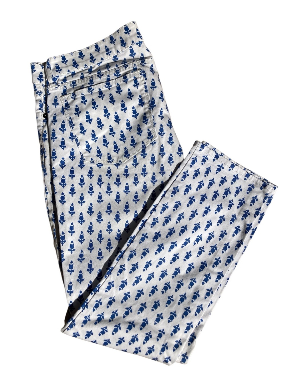 J.Crew Toothpick Jeans Size 29 Blue White Thistle Print Skinny Ankle Coastal - Picture 2 of 7